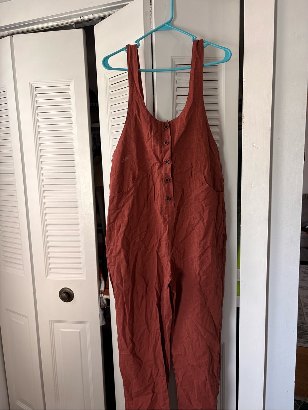Fashion Brand Company Button-Front Rust Jumpsuit